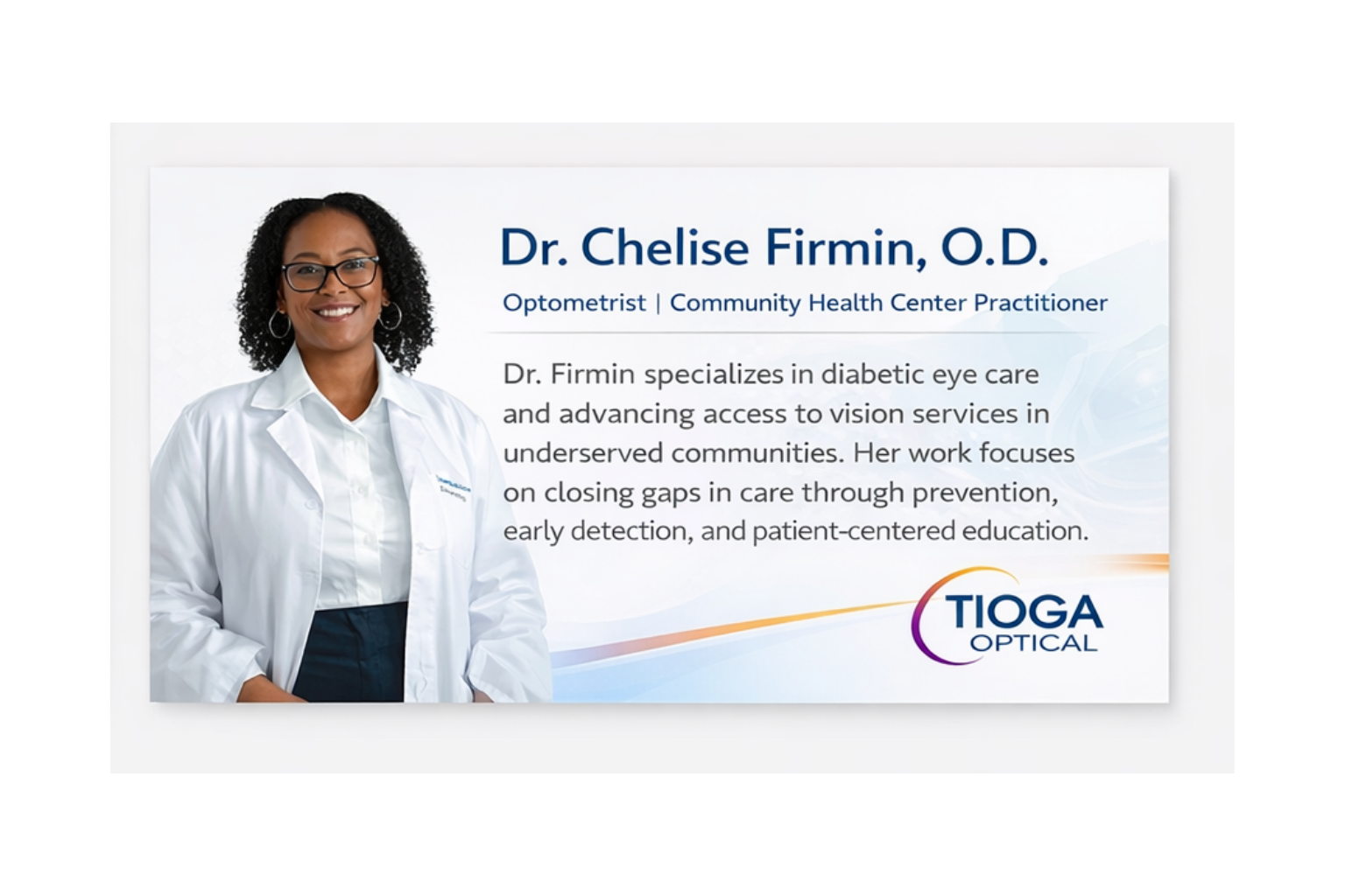 The Vision Timing Gap: Healthy Vision Across the Lifespan for Community Health Centers With Tioga Optical